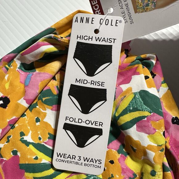 Anne Cole 3 Way Convertible High Waist Swim Bottom Sunshine Floral Size XL - Picture 3 of 6